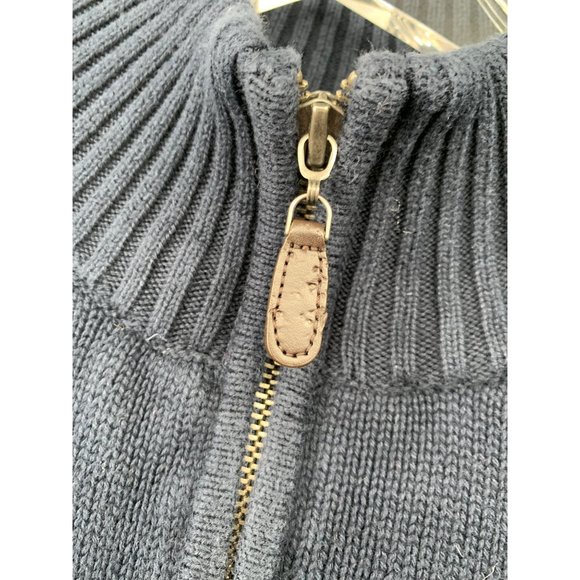 Vintage LL Bean Knit Sweater with Flannel Lining ** Blue Full Zip - Picture 5 of 9